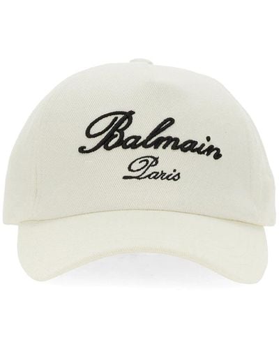 Balmain Baseball Hat With Logo - White