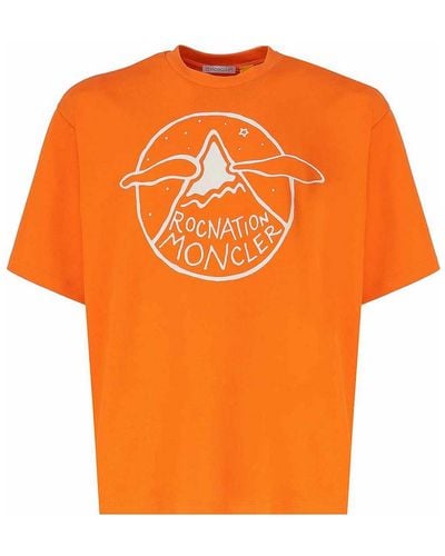 Moncler T-shirt With Logo Pattern - Orange