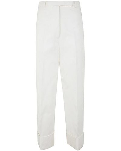 Thom Browne High Waisted Straight Leg Trousers - White