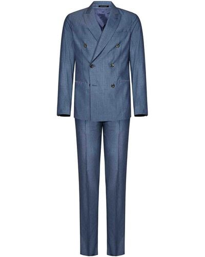 Emporio Armani Light Pinstriped Virgin Wool Suit - Blue