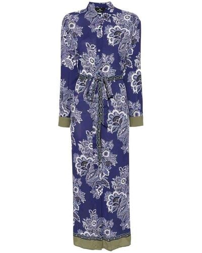 Etro Flower Pattern Maxi Dress - Blue