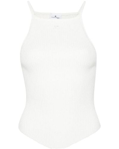 Courreges Ribbed Tank Top - White