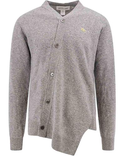 Comme des Garçons Wool Cardigan With Frontal Lacoste Patch - Gray