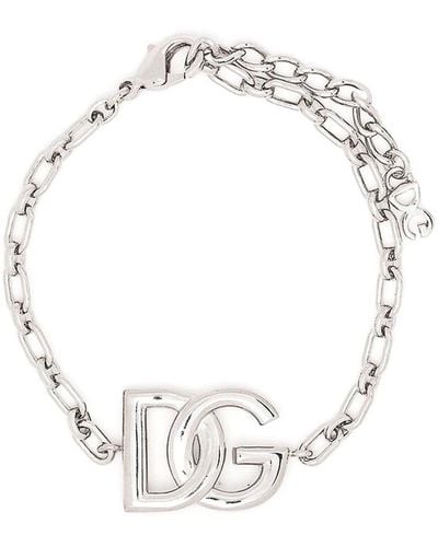 Dolce & Gabbana Logo-lettering Bracelet - Metallic