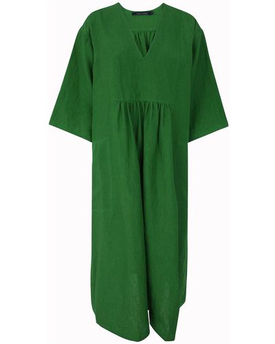 Sofie D'Hoore V-neck Linen Dress - Green