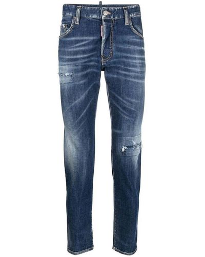 DSquared² Icon Distressed Skinny Jeans - Blue