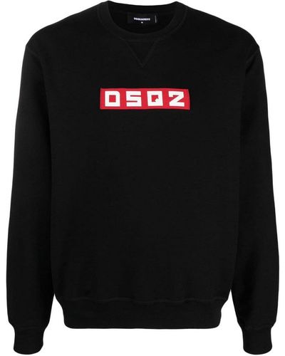 DSquared² Logo-patch Cotton Sweatshirt - Black