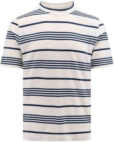 Brunello Cucinelli Cotton T-shirt With Striped Motif - Grey