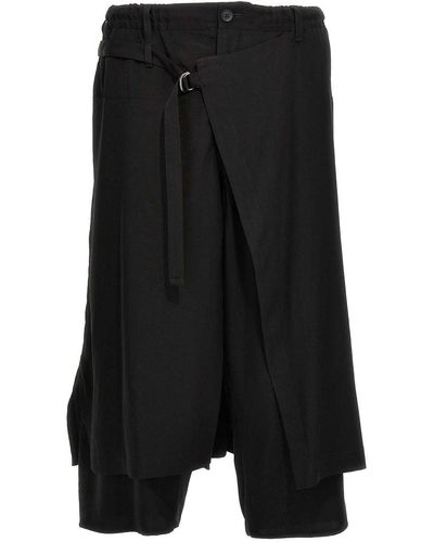 Yohji Yamamoto U-standard Wrap Bermuda Shorts - Black