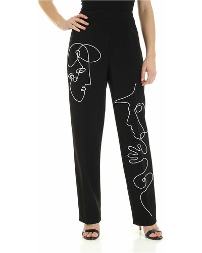 Moschino Cornely Embroidery Crepe Trousers In - Black