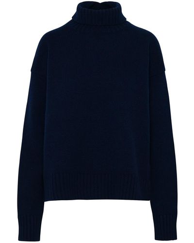 Jil Sander Navy Cashmere Blend Sweater - Blue