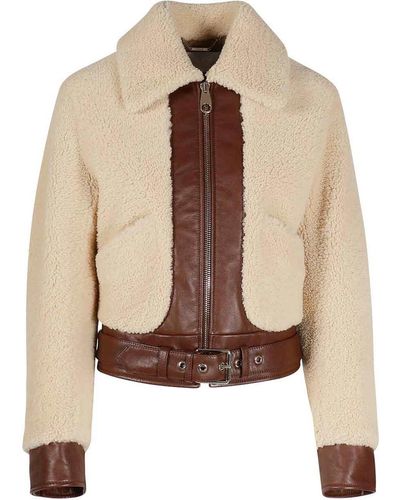 Chloé Cropped Bomber Style Jacket - Natural