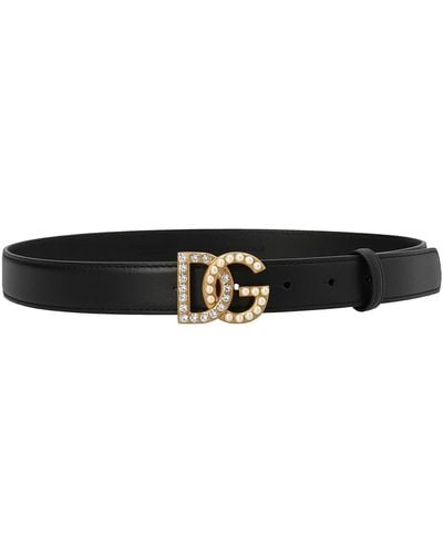 Dolce & Gabbana Logo Buckle Belt - White