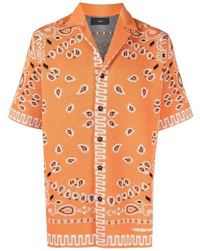 Alanui Bandana-motif Piqu Shirt With Paisley Print - Orange