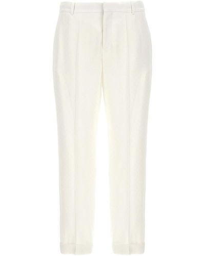 Balmain Satin Trousers Monogramma Pattern - White