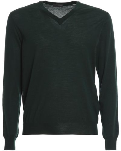 Drumohr Wool V-neck Sweater - Green