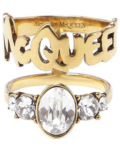 Alexander McQueen Tone Brass Ring - White