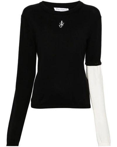 JW Anderson Contrast Sleeve Sweater - Black