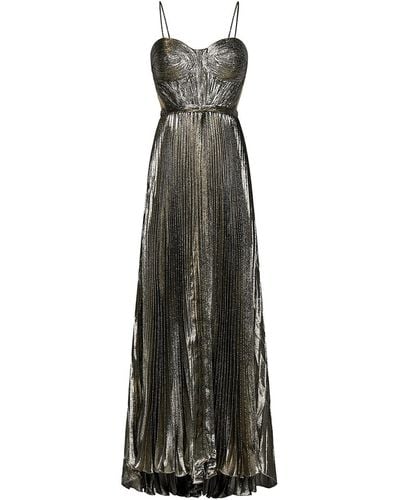 Maria Lucia Hohan Long Pleated Silk Dress - Metallic