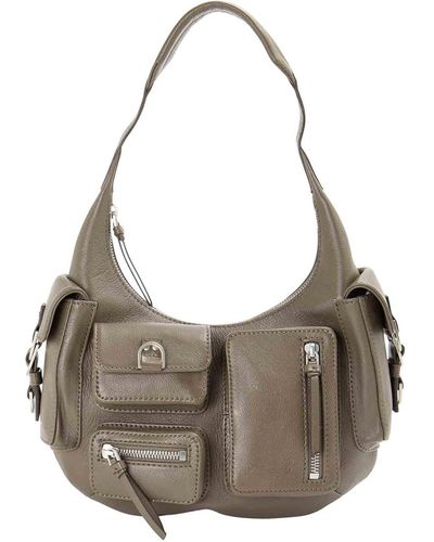 Blumarine Leather Bag With Zip - Gray