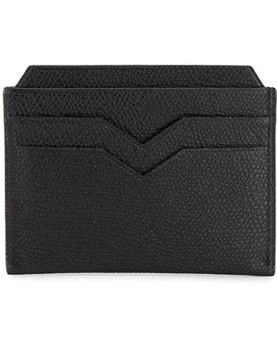 Valextra Pebbled Leather Cardholder - Black