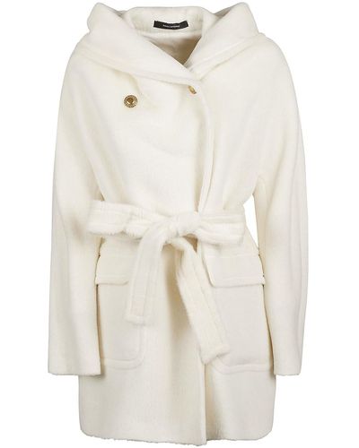 Tagliatore Hooded Short Coat - White