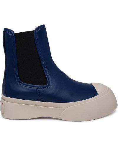Marni 'pablo' Nappa Leather Ankle Boots - Blue