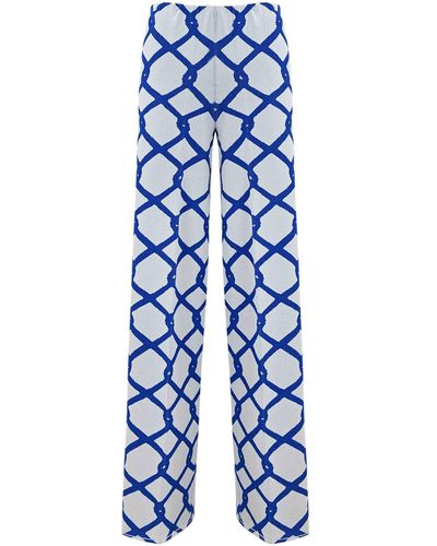 Liviana Conti Trousers With Mesh Design - Blue