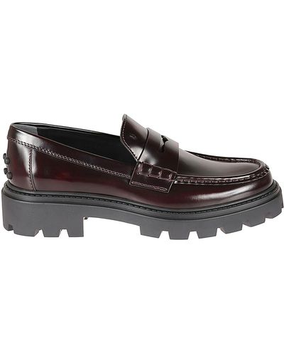 Tod's Leather Loafers - Gray