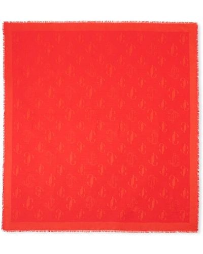 Jimmy Choo Blend Silk Wool Jacquard Stole - Red