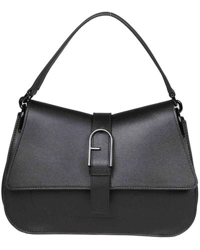 Furla Flow Handbag In Leather - Black