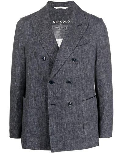 Circolo 1901 Cotton Double Breasted Jacket - Blue