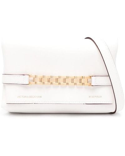 Victoria Beckham Mini Chain Leather Pouch Bag - White