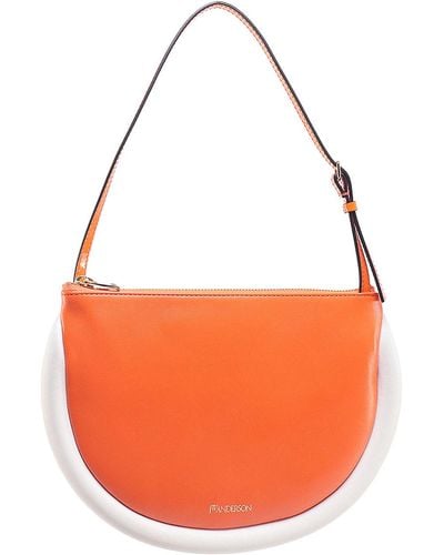 JW Anderson Leather Shoulder Bag With Padded Profiles - Orange