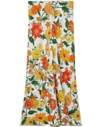 Stella McCartney Floral Print Midi Skirt - White