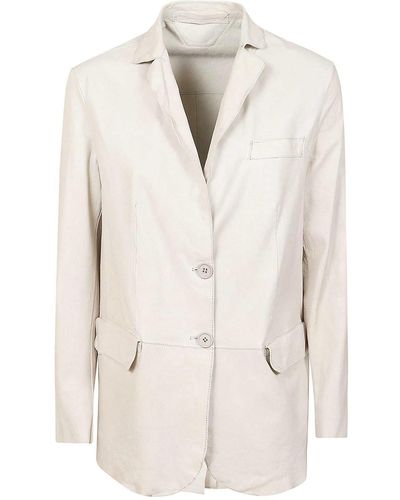 Salvatore Santoro Leather Blazer Jacket - White