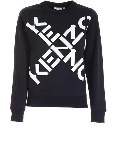 KENZO Logo Lettering Printed Sweatshirt In - Black
