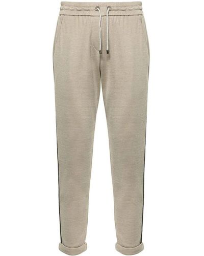 Brunello Cucinelli Cropped Track Trousers - Natural