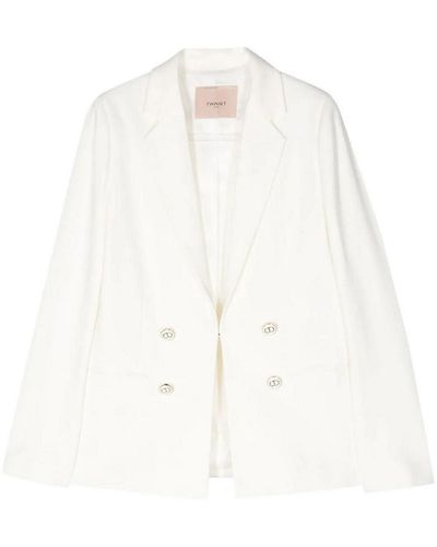 Twin Set Double Breasted Jacket - White