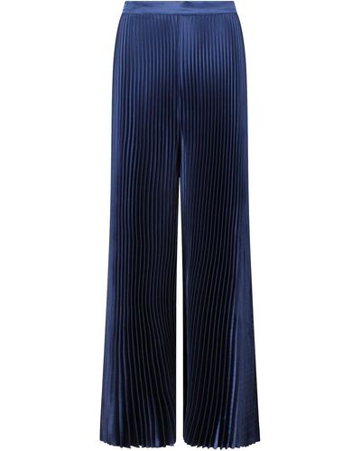 LIDEE Woman Bisous Pleated Palazzo Pants - Blue