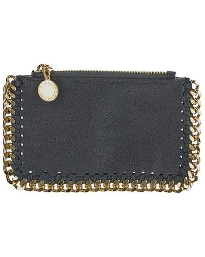 Stella McCartney Card Case In Slate With Chain Edges - Grey
