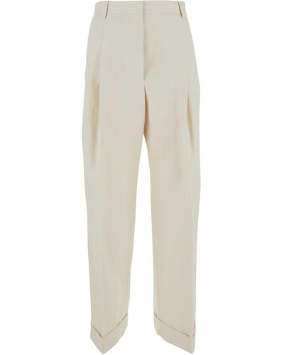 Dries Van Noten Pleated Trousers - Natural