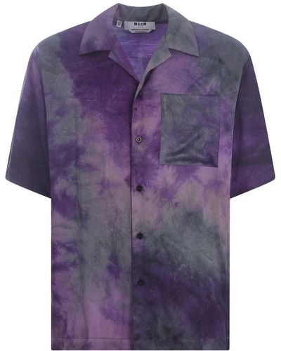 MSGM Shirt In Fluid Viscose - Purple