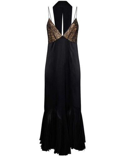 Khaite Silk Charmeuse Dress With Lace Bodice - Black
