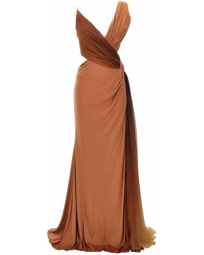 Roberto Cavalli Draped Dress - Brown