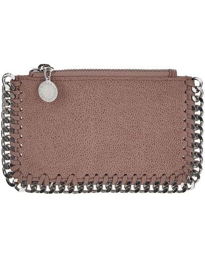 Stella McCartney Card Case In Pink With Chain Edges - Brown