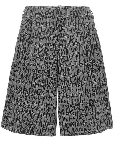 Comme Des Garcons Hommes Plus All Over Print Brmuda Shorts - Gray