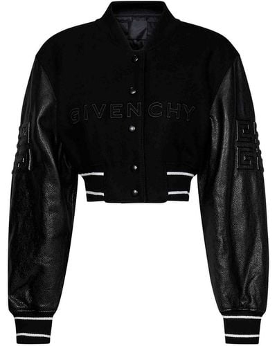 Givenchy Cropped Wool Bomber Jacket - Black