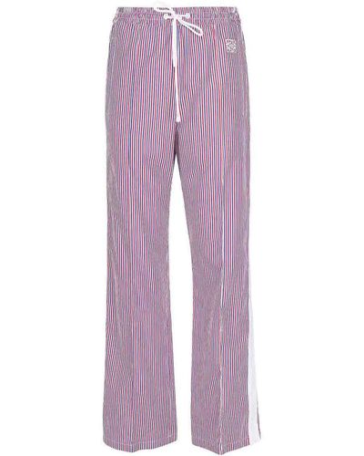 Loewe Striped Cotton Tracksuit Pants - Purple