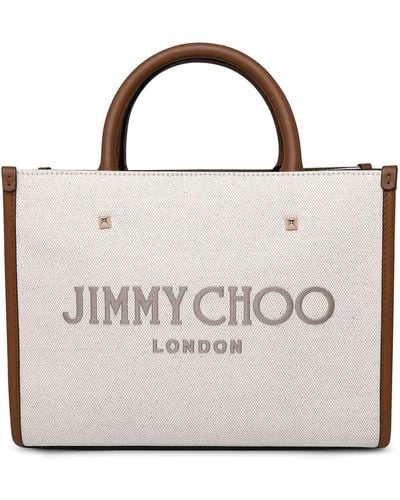 Jimmy Choo Avenue Bag In Ivory Fabric - Natural